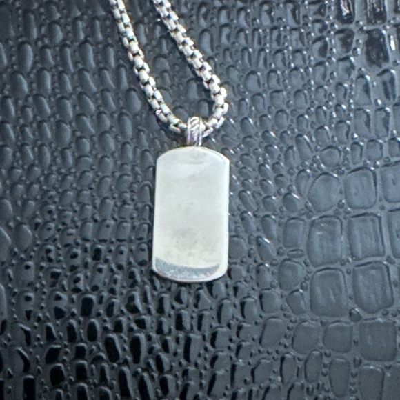 David Yurman Large Dog Tag Necklace with Black Diamonds - Picture 3 of 3